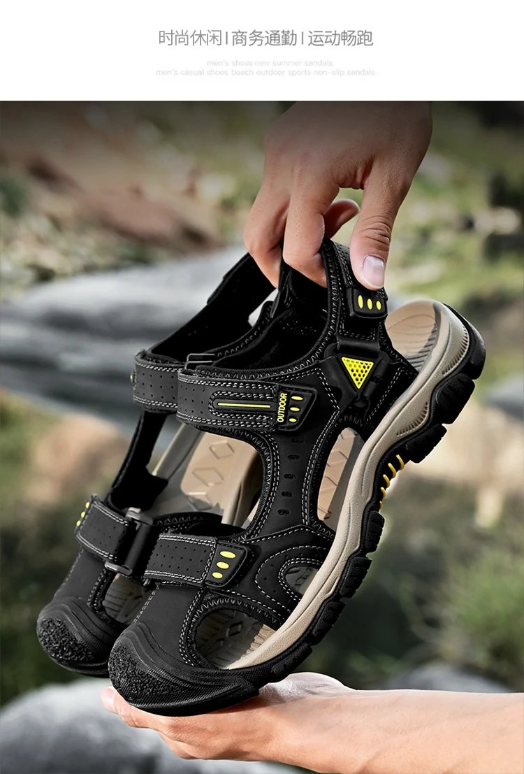 Design Outdoor Sandals Black with Yellow Accents Sporty Sandals - 15