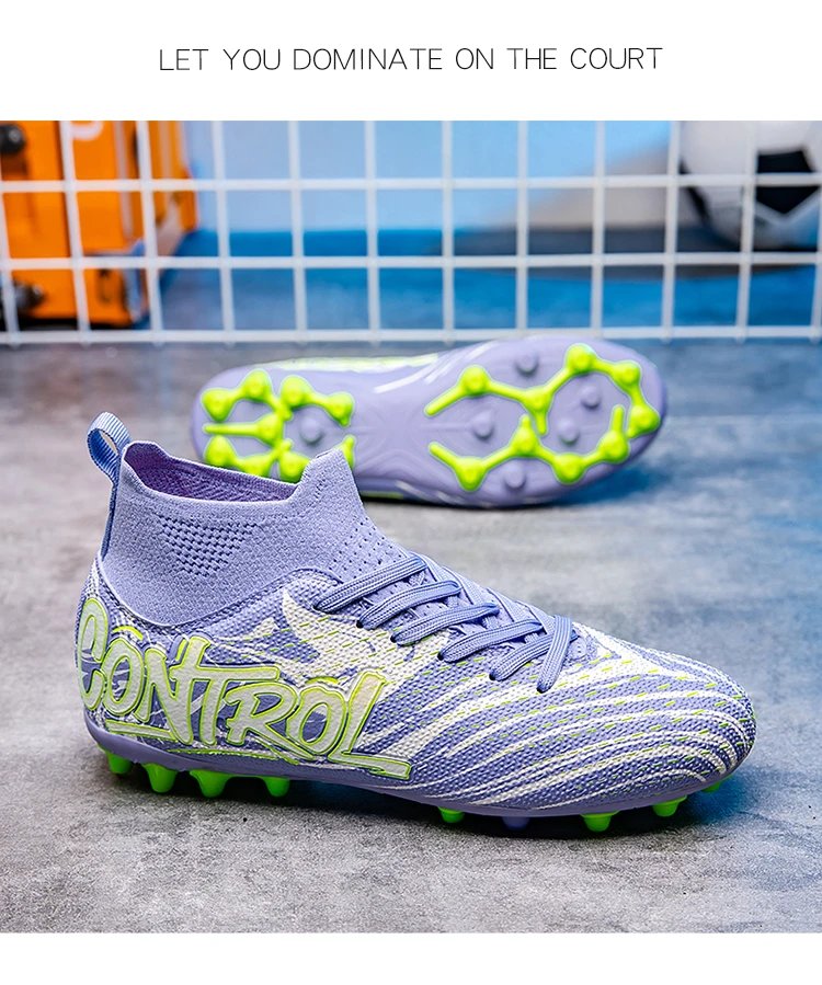 Design Control Purple Lime Green Football Cleats Sneakers - 25