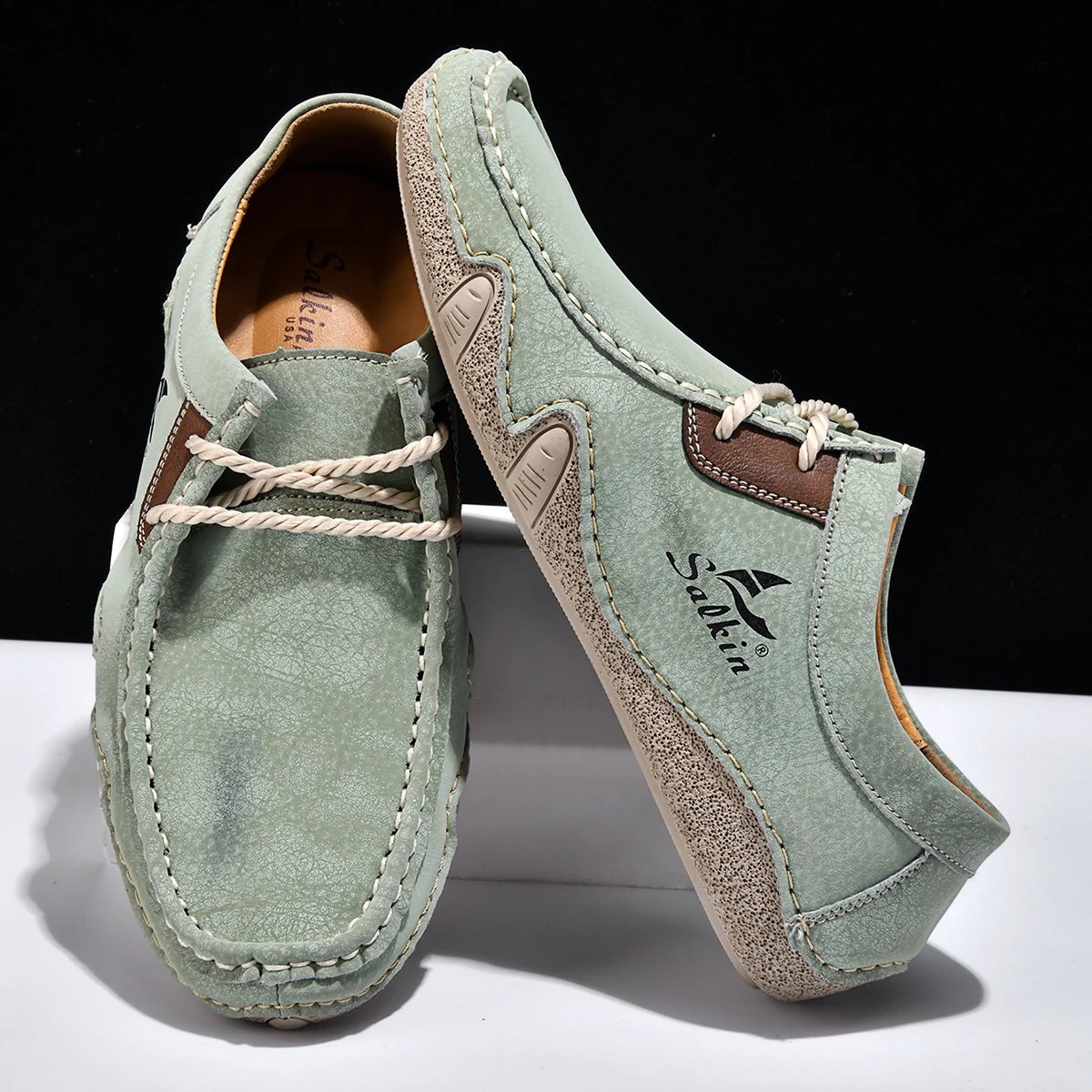 Design Salkin Casual Loafers Tan Suede Loafers - 21