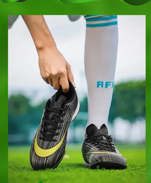 Design Kawlang F-52 ZOOM Black Gold Indoor Soccer Shoes Sneakers - 23