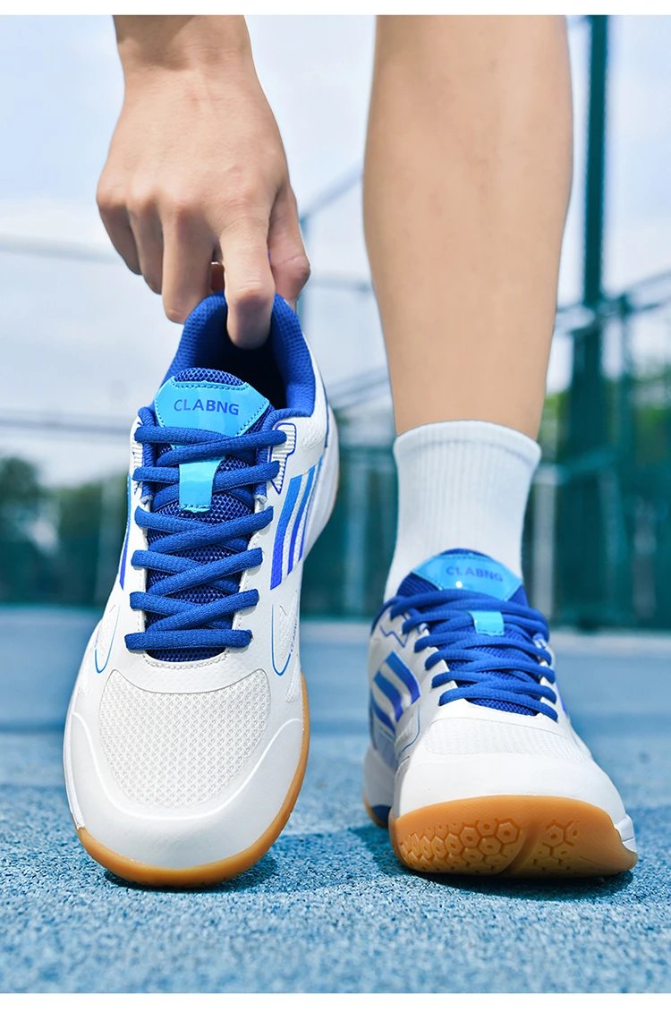 Design CLABNG Badminton Shoe White Blue Gum Sole Sneakers - 31
