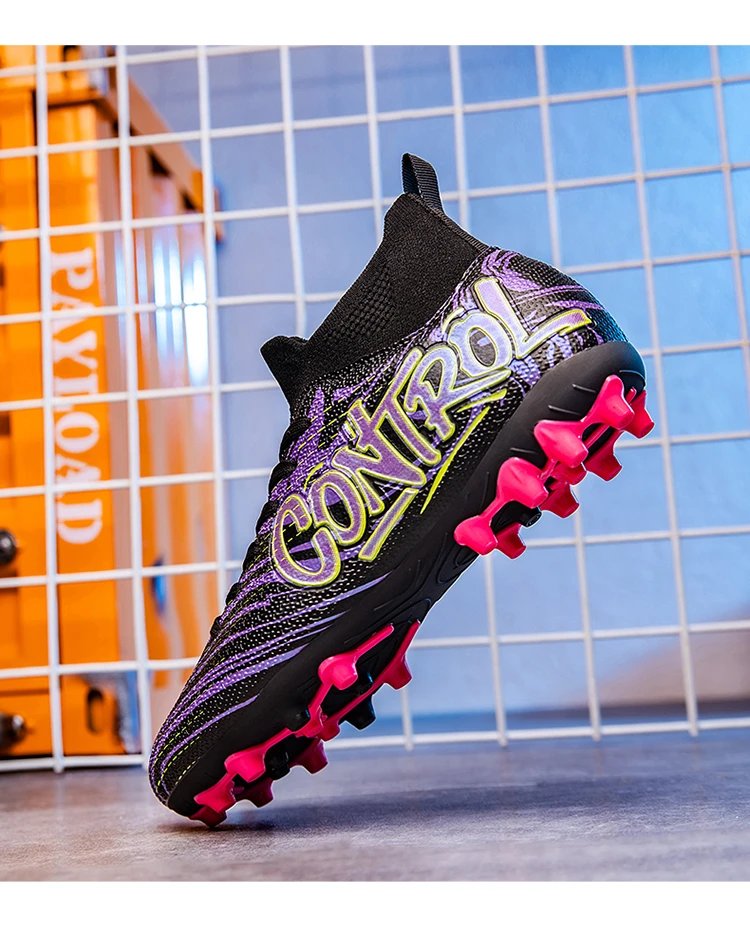 Design Control Purple Lime Green Football Cleats Sneakers - 22