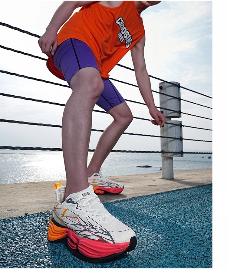 Design i3 Trend Running Sneakers White Orange Red Running Shoes - 16
