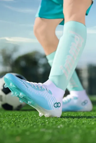 Design Fashion Sport Football Cleats Neon Yellow Blue White Sneakers - 22