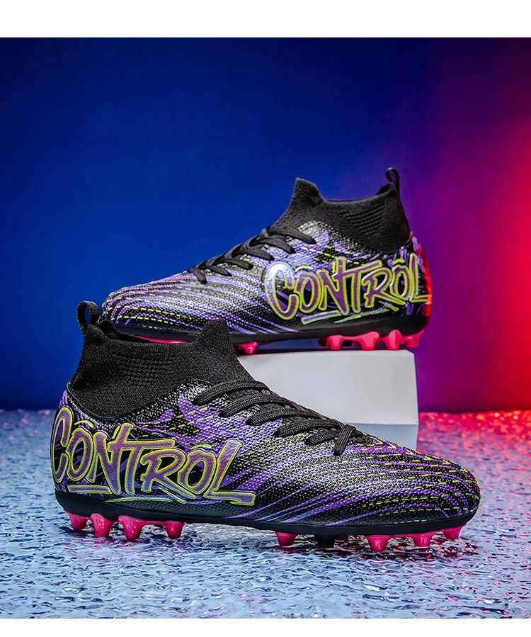 Design Control Purple Lime Green Football Cleats Sneakers - 17