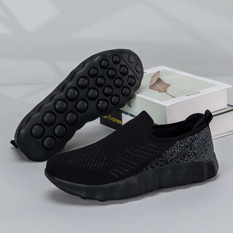 Slip-On Knit Sneaker with Orange Cushion Pods White / Gray