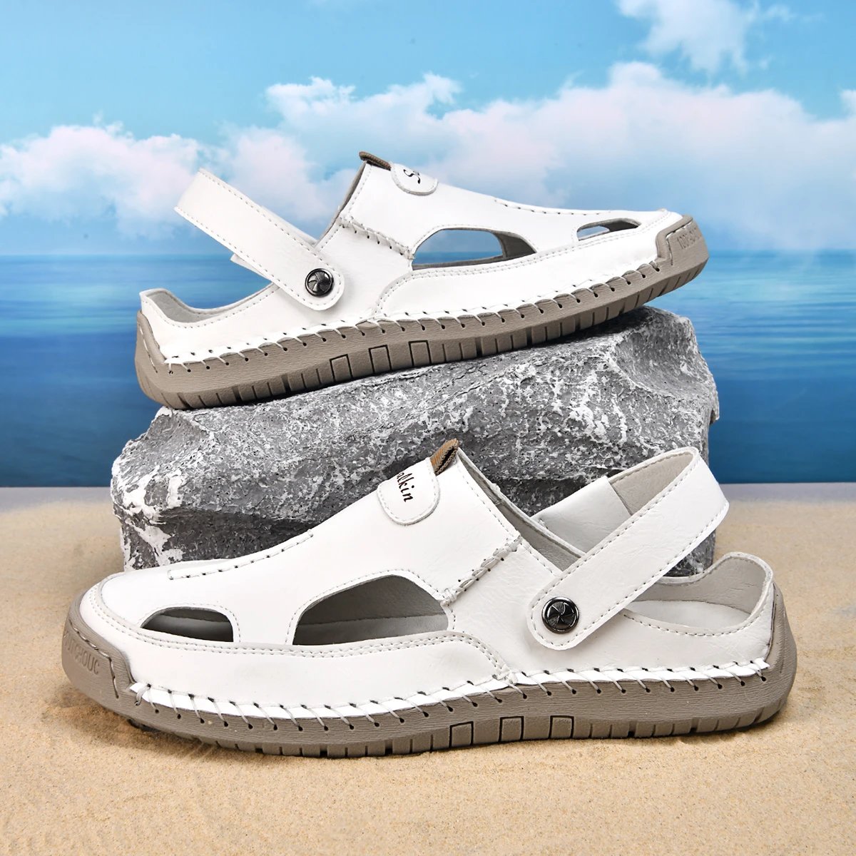 Design Sandal Blue Suede Outdoor Slide Sandals - 14