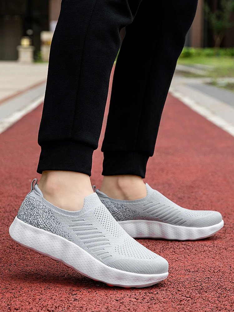 Design Knit Slip-On Sneakers Navy with Orange Pod Sole - 3