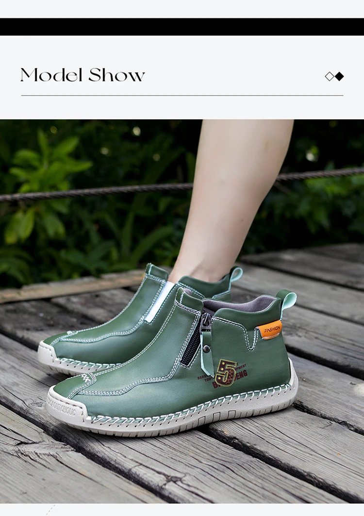 Design Bangdeng Youth Zip-Up Ankle Boot Yellow Leather Boots - 4