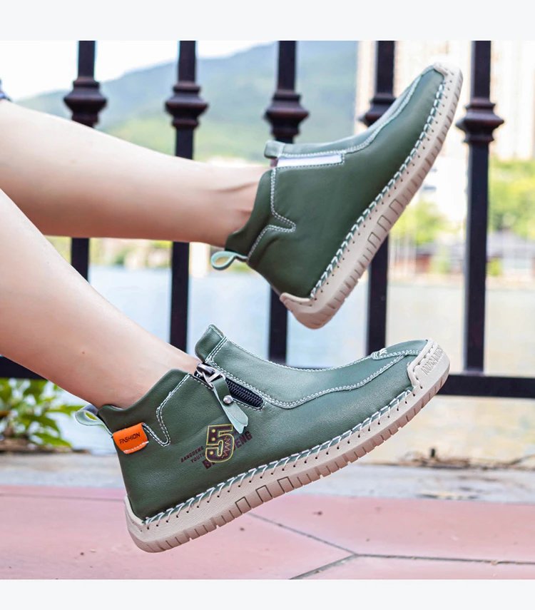 Design Bangdeng Youth Zip-Up Ankle Boot Yellow Leather Boots - 15