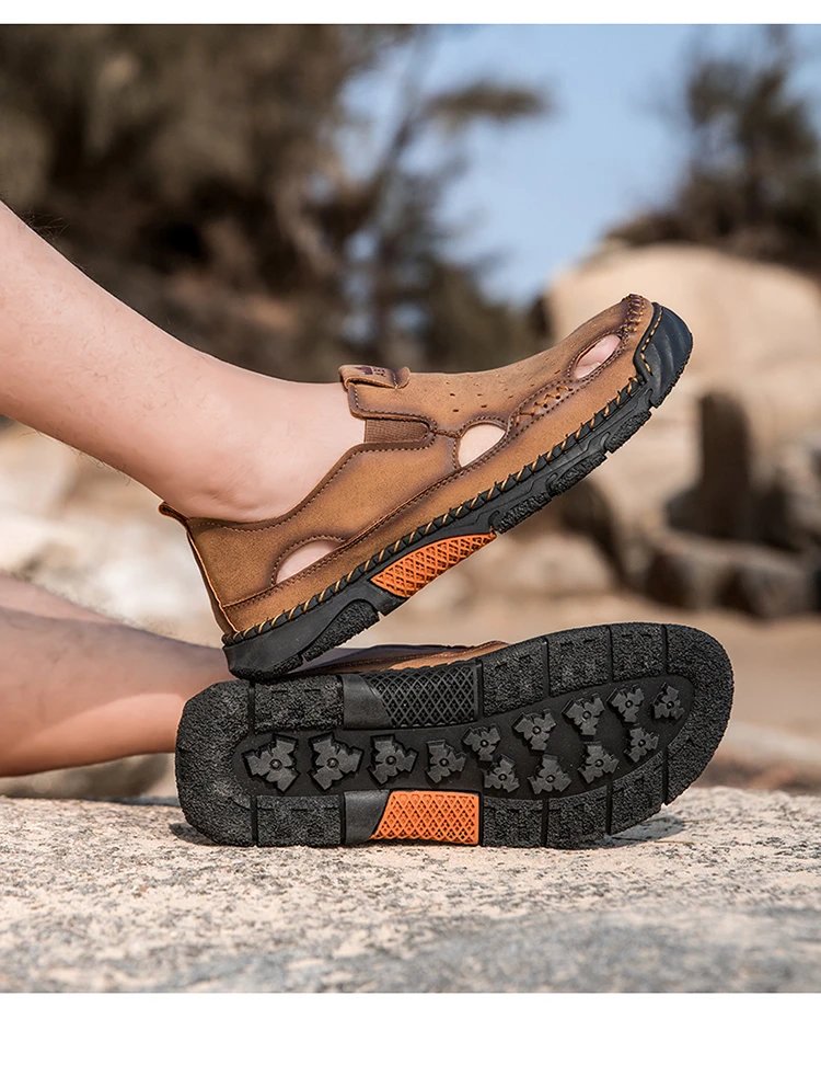 Design White Perforated Slip-On Sandal with Orange Accents Casual Shoes - 25