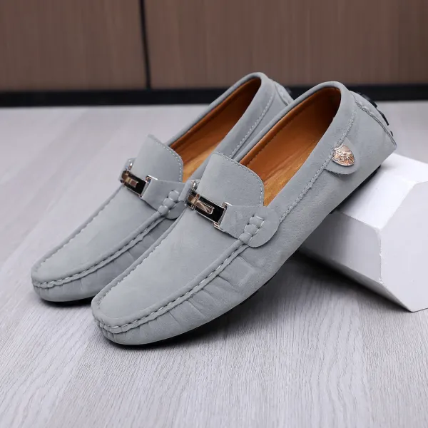 Design Loafer Gray Suede Slip-On Loafers - 5