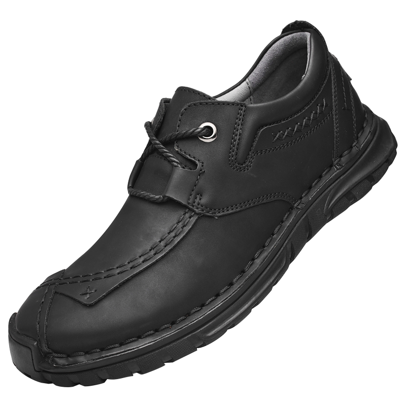 Design Black Leather Derby-Style Casual Shoe