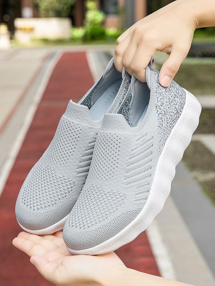 Design Knit Slip-On Sneakers Navy with Orange Pod Sole - 2