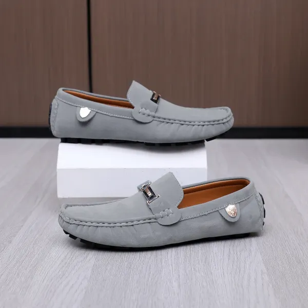 Design Loafer Gray Suede Slip-On Loafers - 3