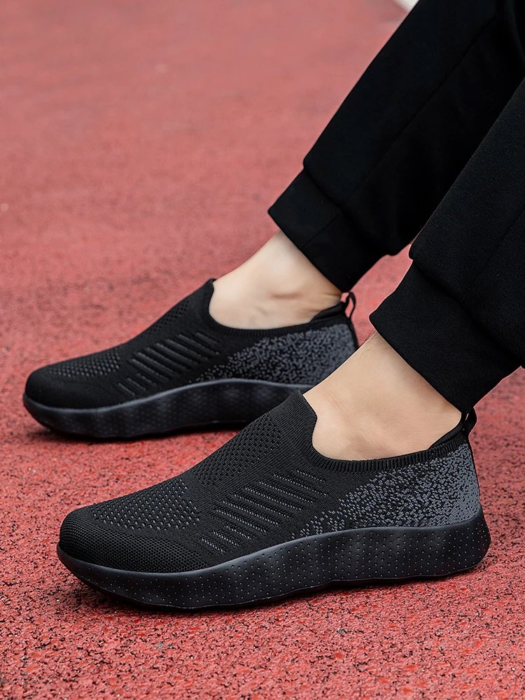 Design Knit Slip-On Sneakers Navy with Orange Pod Sole - 15