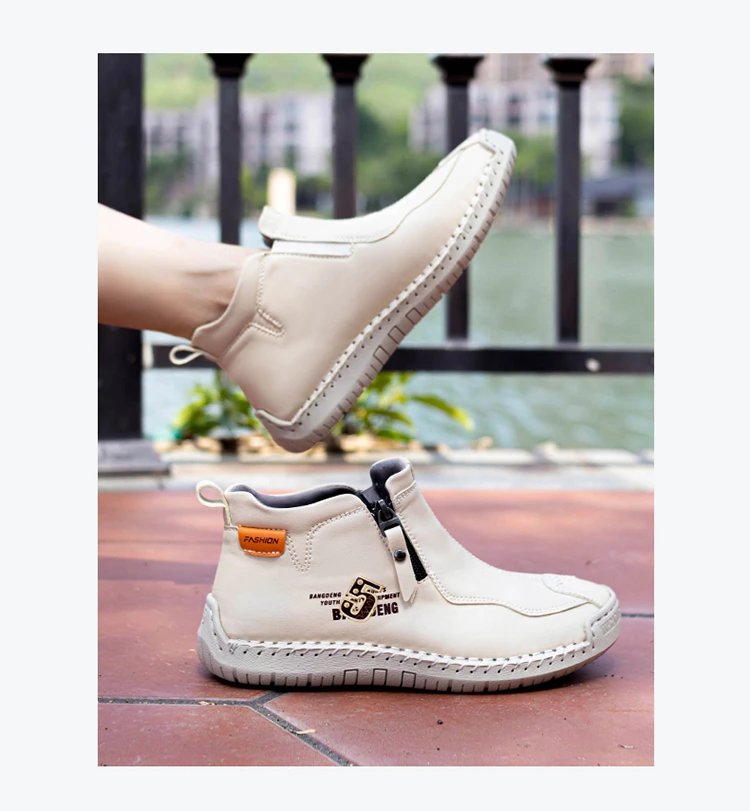Design Bangdeng Youth Zip-Up Ankle Boot Yellow Leather Boots - 14