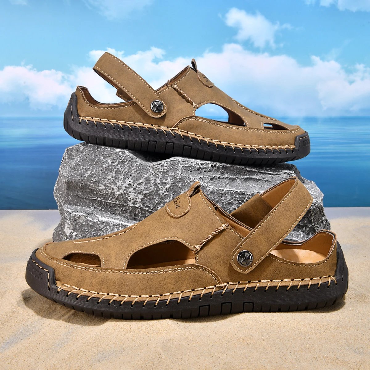 Design Sandal Blue Suede Outdoor Slide Sandals - 13