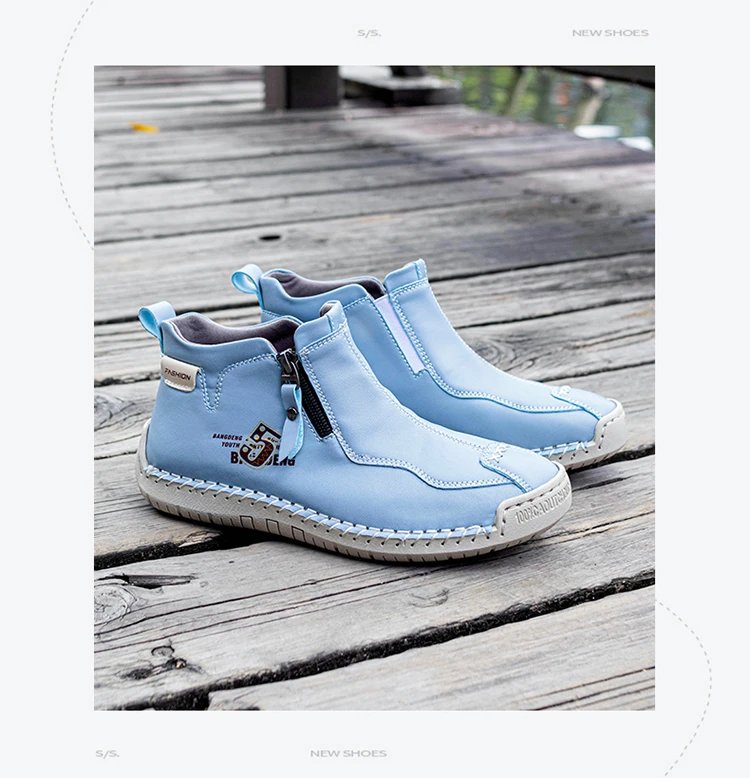 Design Bangdeng Youth Zip-Up Ankle Boot Yellow Leather Boots - 5