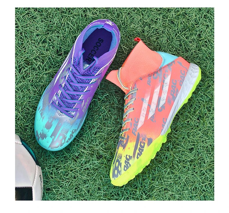 Design Football Turf Shoes Light Blue Gray Print Sneakers - 43