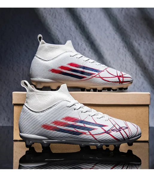 Design Football Cleat White Red Blue Multicolor Running Shoes - 23