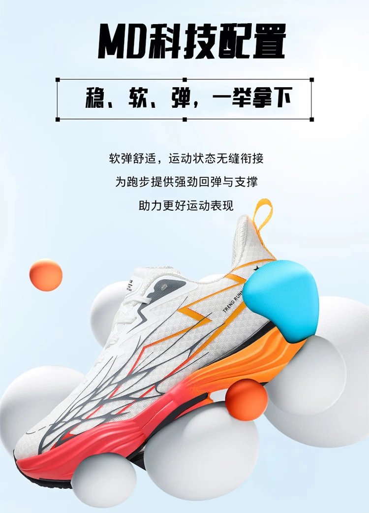 Design i3 Trend Running Sneakers White Orange Red Running Shoes - 8
