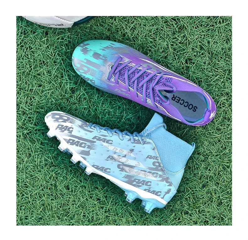 Design Football Turf Shoes Light Blue Gray Print Sneakers - 37