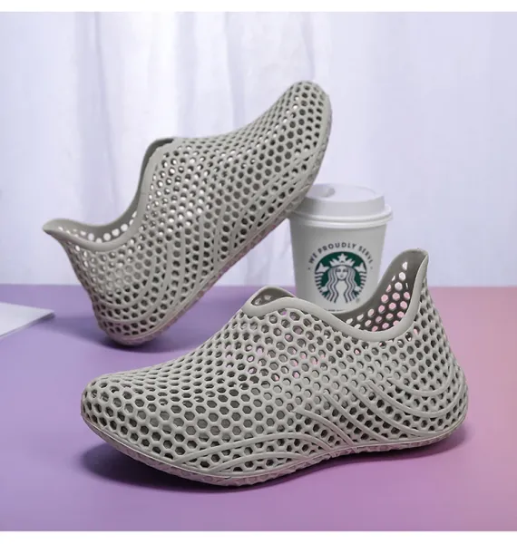 Design 3D-Printed Mesh Slip-On Gray Casual Shoes - 16