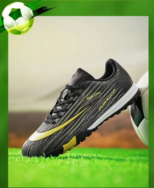Design Kawlang F-52 ZOOM Black Gold Indoor Soccer Shoes Sneakers - 24