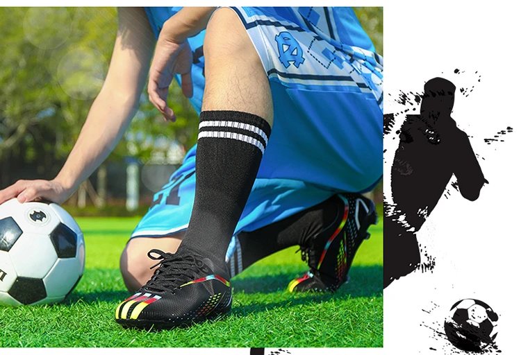Design Football Cleats Turquoise Multicolor Soccer Studs Running Shoes - 23