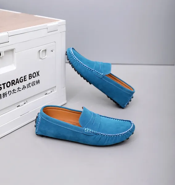 Design Loafer in Sky Blue Suede Casual Shoes - 44