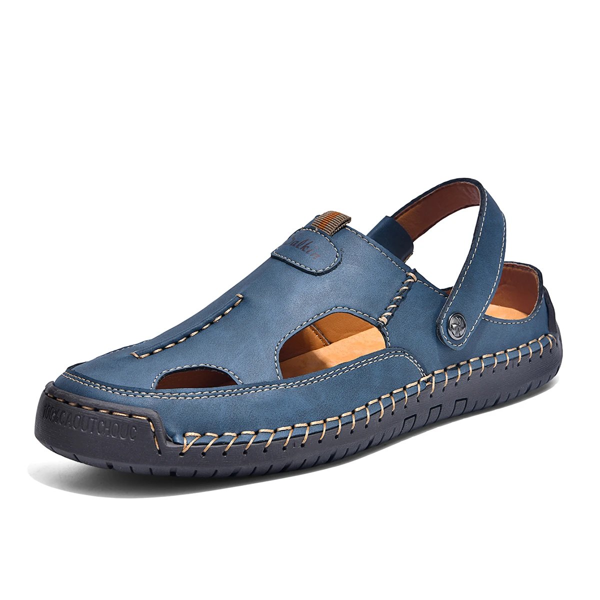 Design Sandal Blue Suede Outdoor Slide Sandals - 6