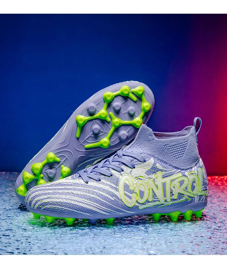Design Control Purple Lime Green Football Cleats Sneakers - 19