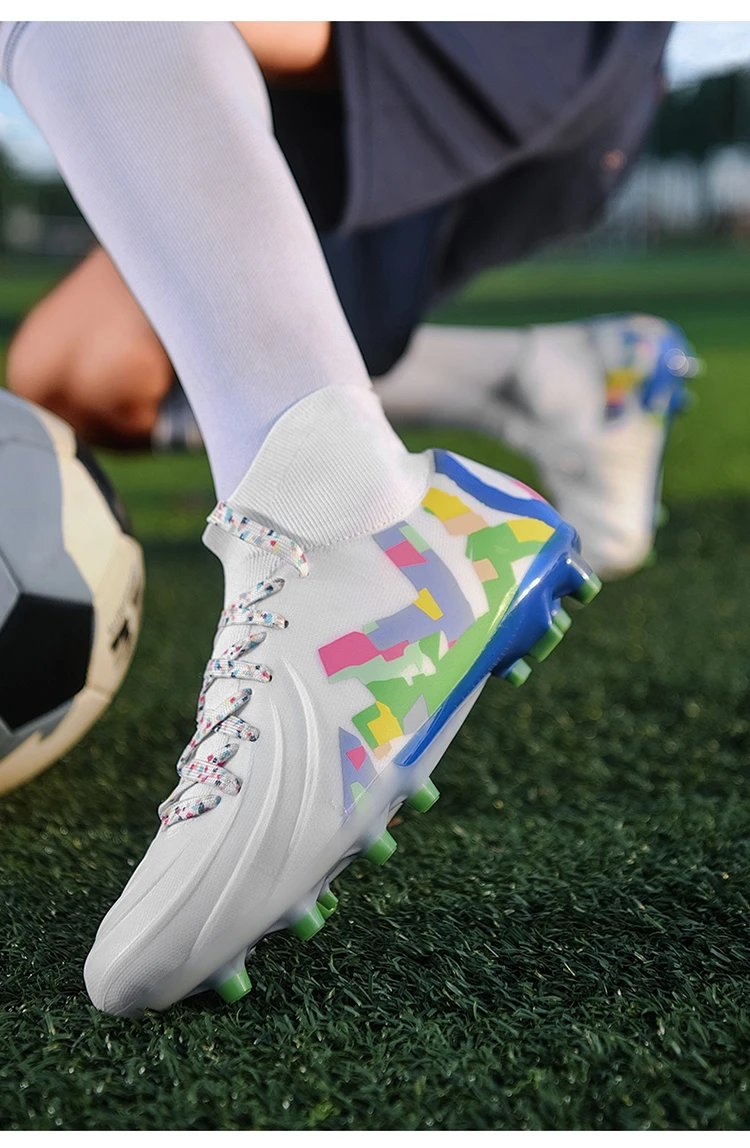 Design Football Cleat White Multicolor Graphic Print Stud Shoe Sneakers - 20