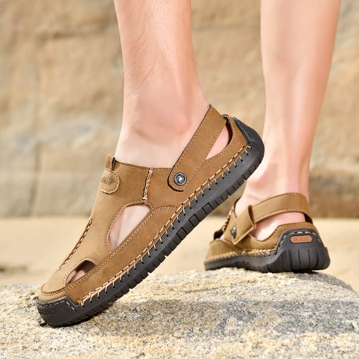Design Sandal Blue Suede Outdoor Slide Sandals - 43
