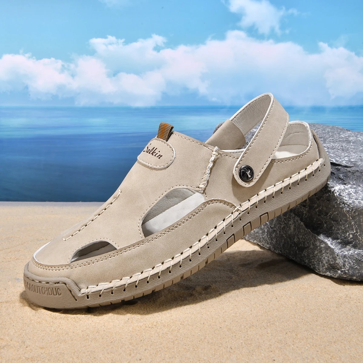 Design Sandal Blue Suede Outdoor Slide Sandals - 40