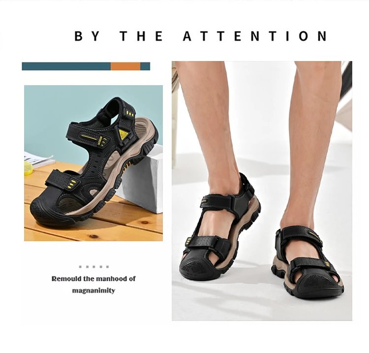 Design Outdoor Sandals Black with Yellow Accents Sporty Sandals - 16