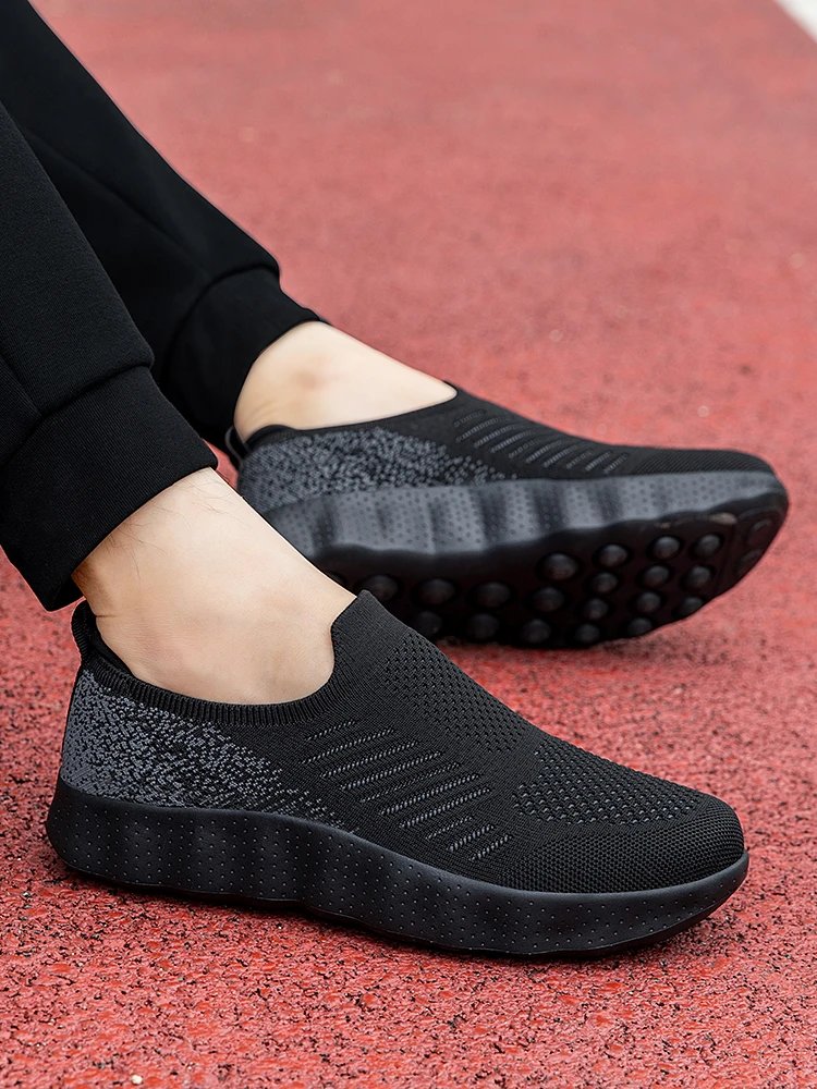 Design Knit Slip-On Sneakers Navy with Orange Pod Sole - 16