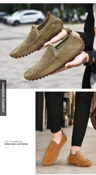 Design Slip-On Loafer Gray Suede with Orange Studs Casual Shoes - 3
