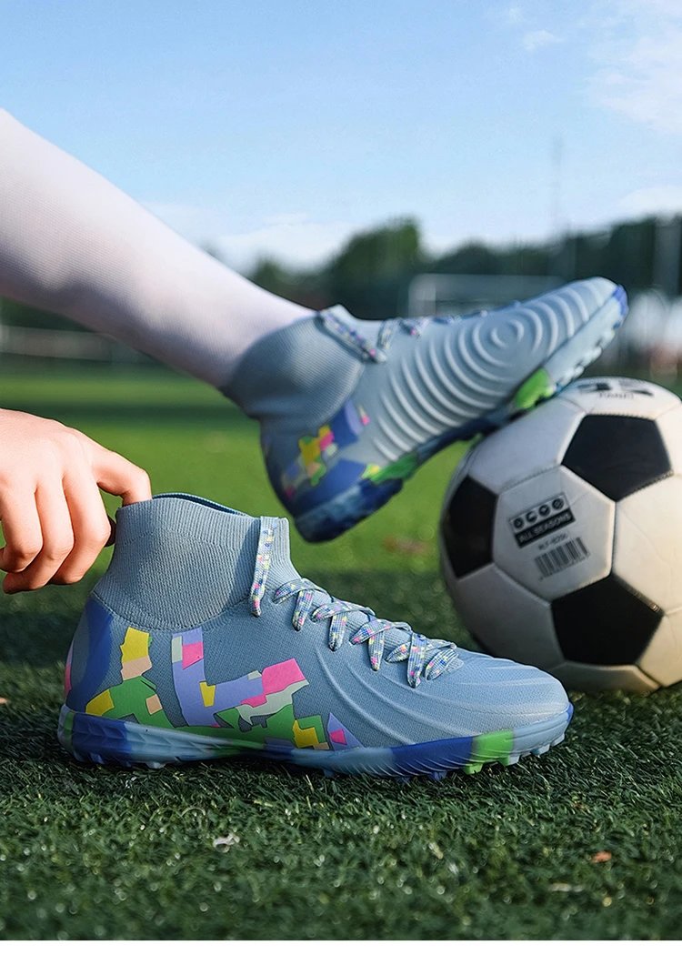 Design Football Cleat White Multicolor Graphic Print Stud Shoe Sneakers - 19