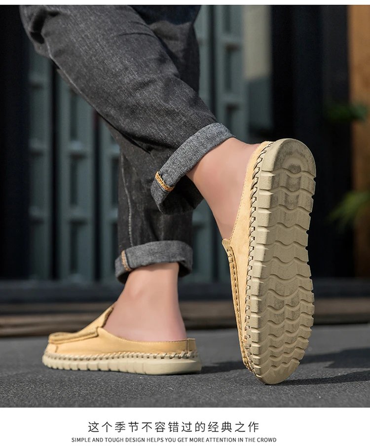 Design Leather Moccasin Slip-On Black Loafers - 23