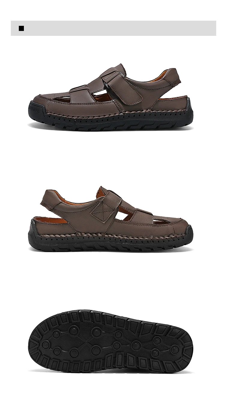 Design Sandal Black Leather Casual Sandals - 23