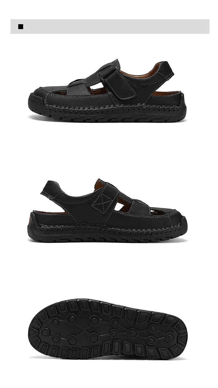 Design Sandal Black Leather Casual Sandals - 22