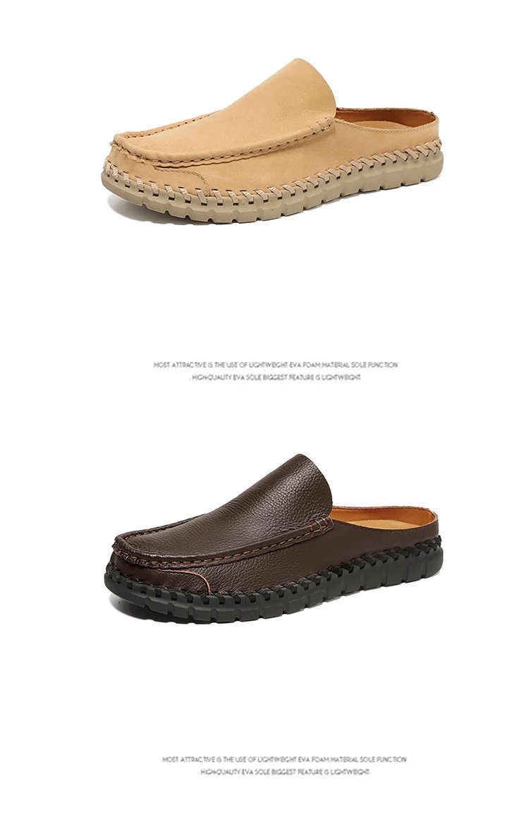 Design Leather Moccasin Slip-On Black Loafers - 38