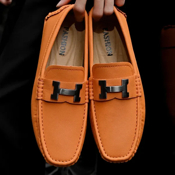 Design H-Logo Loafer Orange Casual Shoes - 1