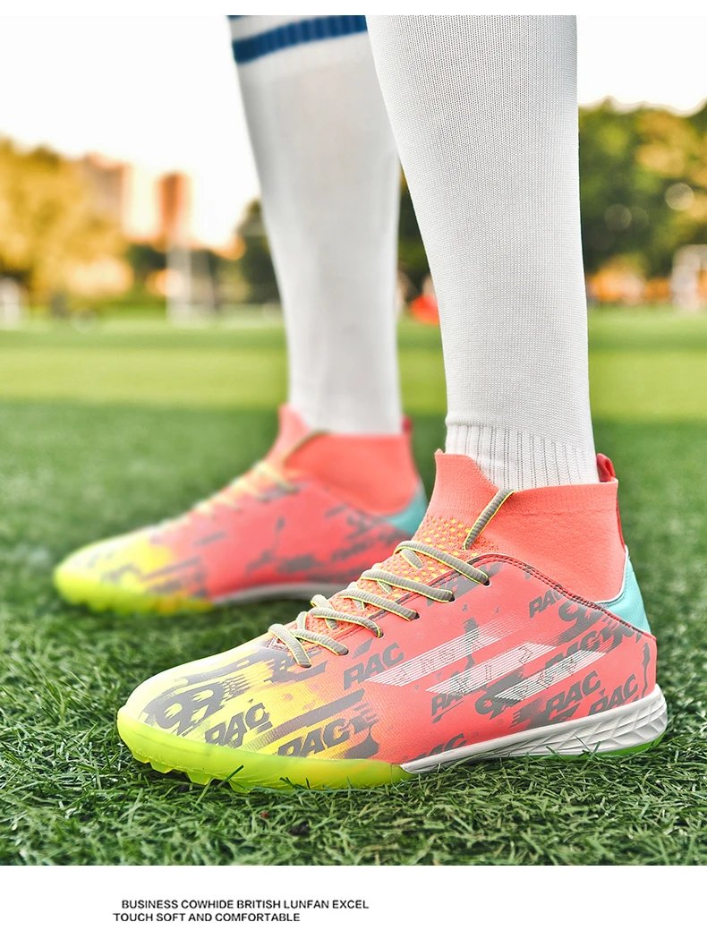 Design Football Turf Shoes Light Blue Gray Print Sneakers - 30