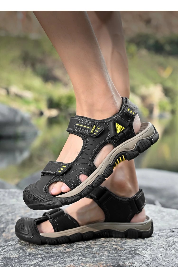 Design Outdoor Sandals Black with Yellow Accents Sporty Sandals - 18