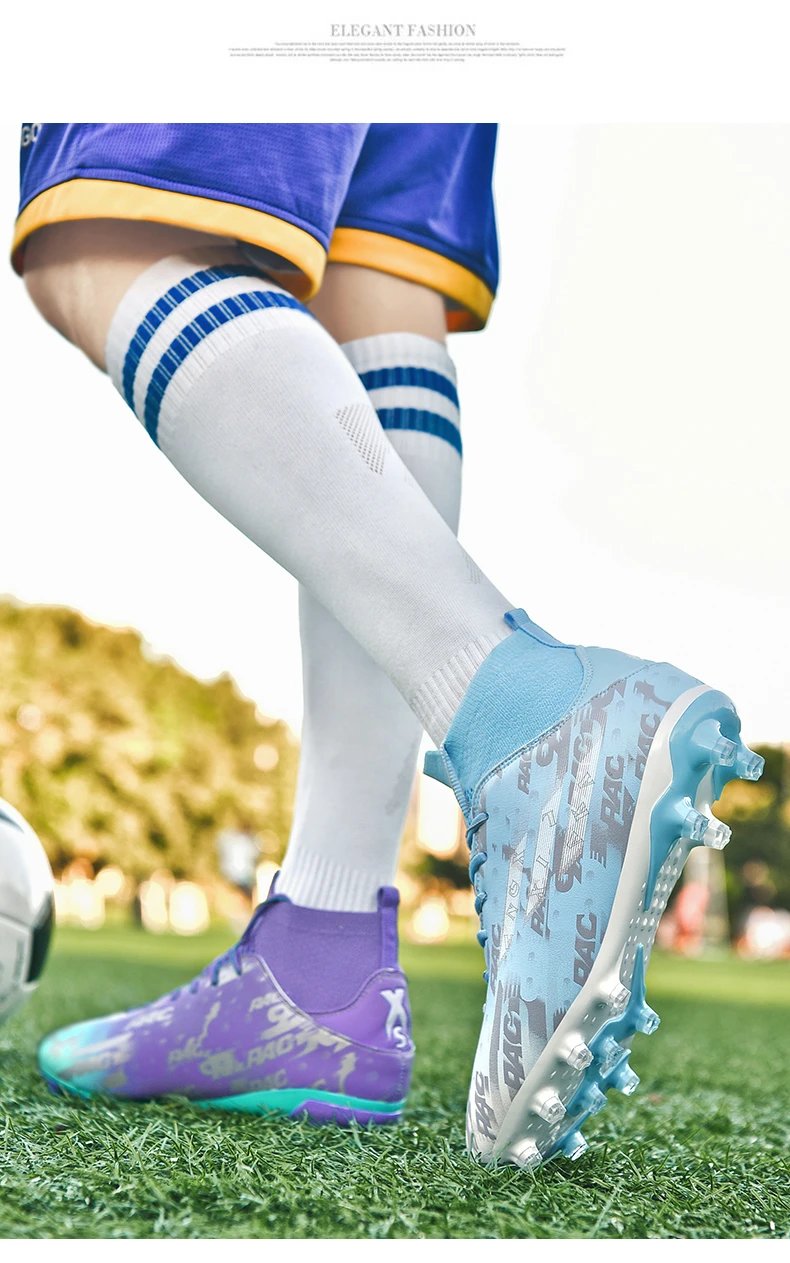 Design Football Turf Shoes Light Blue Gray Print Sneakers - 35