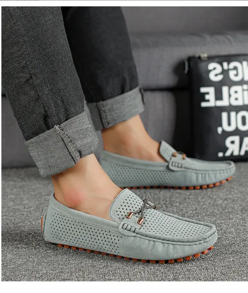 Design Perforated Loafer in Gray with Rope Detail Casual Shoes - 20