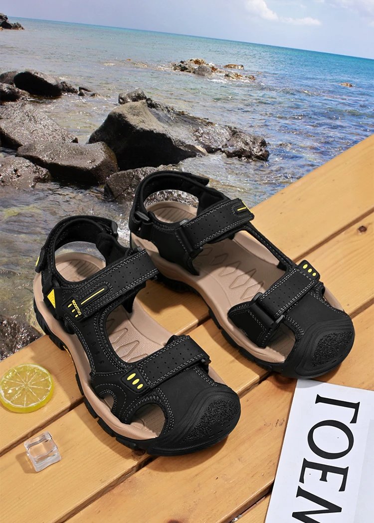 Design Outdoor Sandals Black with Yellow Accents Sporty Sandals - 4